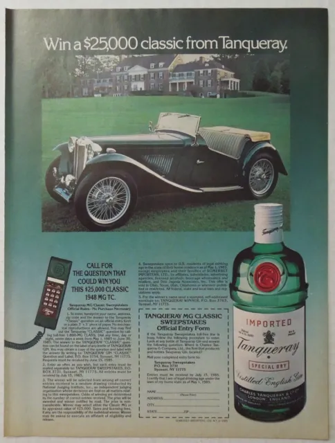 1985 TANQUERAY MG Classic Sweepstakes Magazine Ad