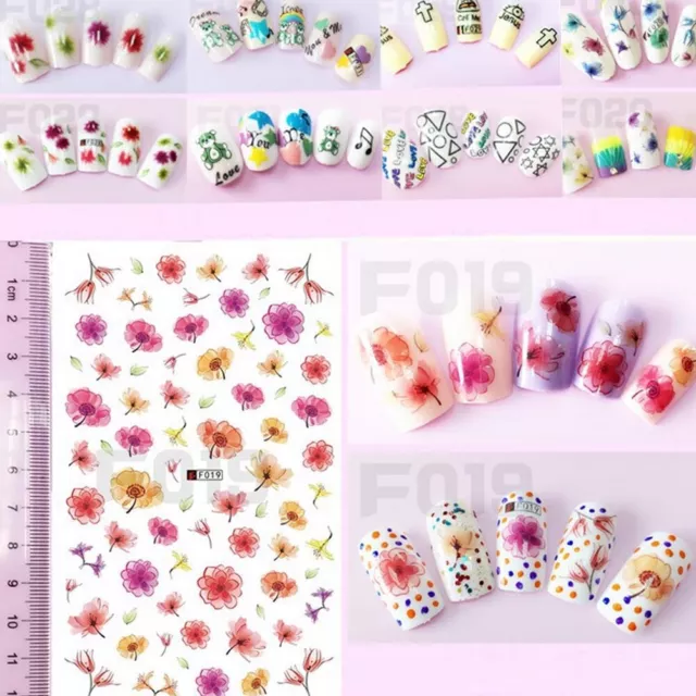 Nail Art Stickers - Water Decals Fleurs Dentelle Anglais Lettres Plumes 《 3