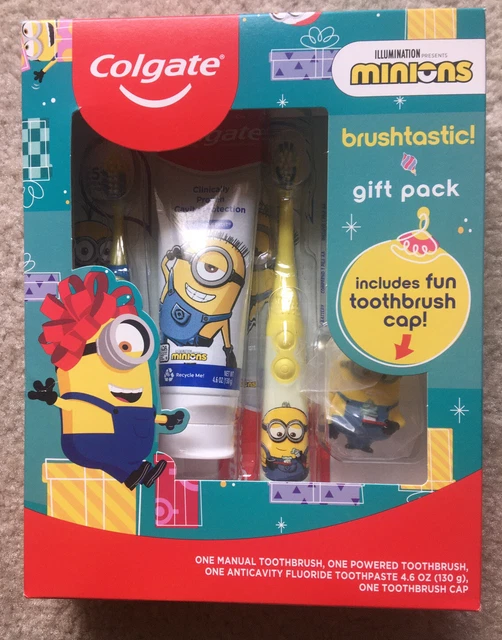 COLGATE MINIONS ORAL Care Gift Pack for Kids 2 Toothbrushes 1 is