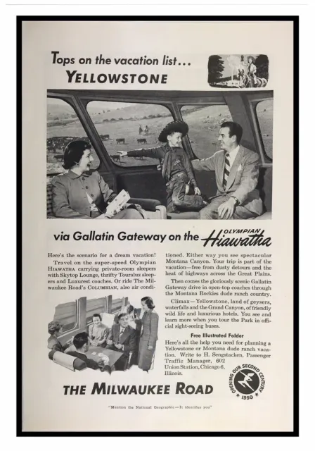 1950 Milwaukee Road Railroad Ad Olympian Hiawatha Gallatin Gateway Yellowstone
