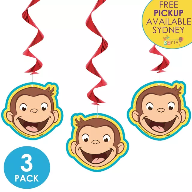 Curious George Party Supplies 3 Hanging Swirls Birthday Decorations