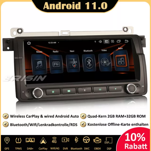 8.8" DAB+Android 11.0 Autoradio GPS CarPlay SWC BT BMW 3er E46 M3 Rover 75 MG ZT