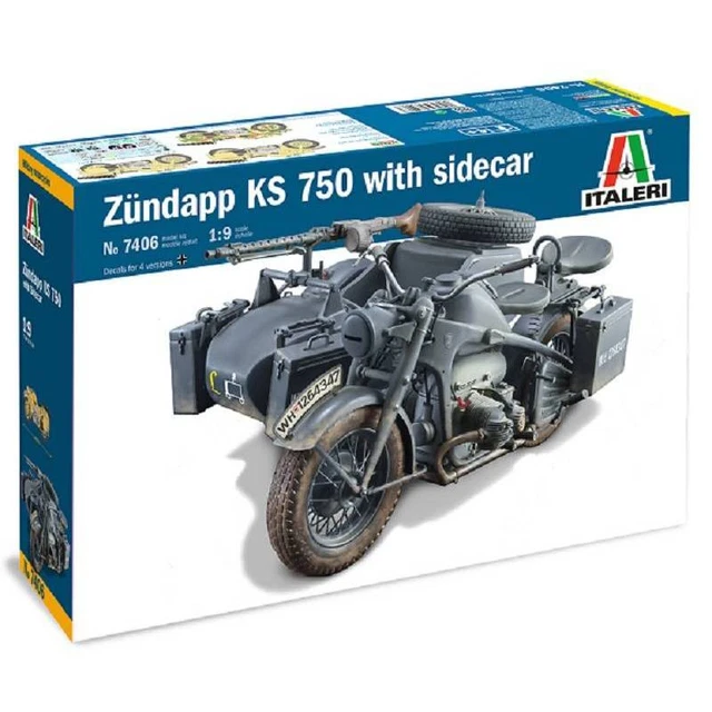 Maquette Italeri 7406 – Moto Zundapp KS 750 Avec Side-car – Échelle 1/9 – Neuf