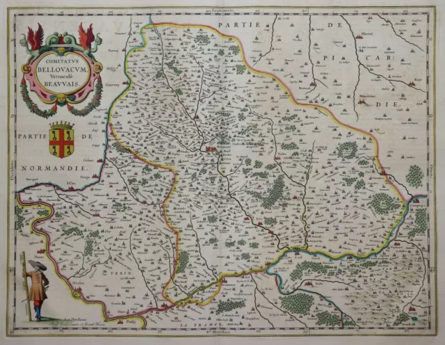 Beauvais - Comitatus Bellovacum ...  - W.J. Blaeu - Rare original map from 1640