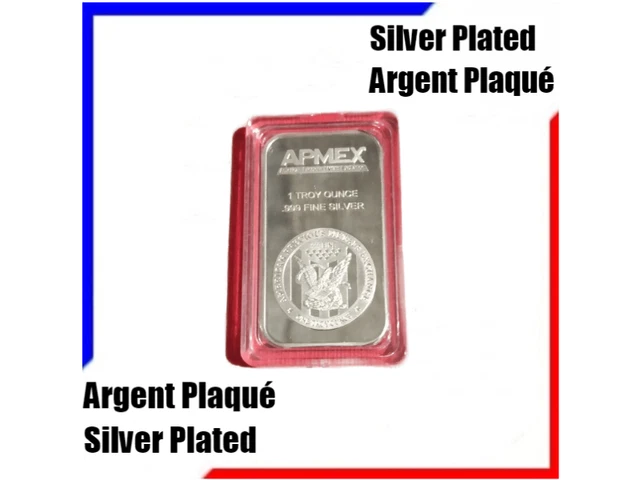 LINGOT BAR APMEX NEUF NEW MINT PLAQUE ARGENT 1 OZ ~30g SILVER PLATED