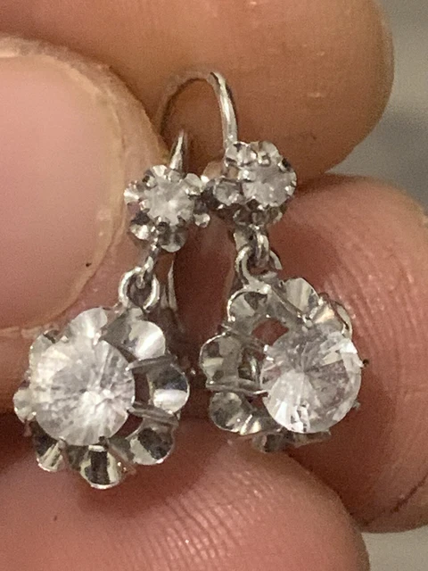 Dormeuses Or Blanc 18 Carats Avec Diamants 1 Ct - Neuf Avec étiquettes