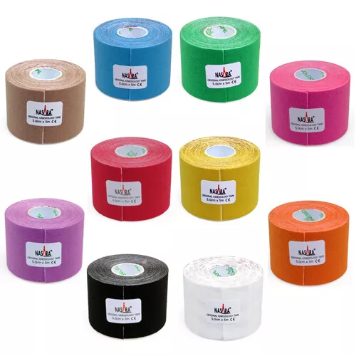 Kinesiologie Tape NASARA Sporttape Physiotape 10 Farben im Set 5m x 5cm 2