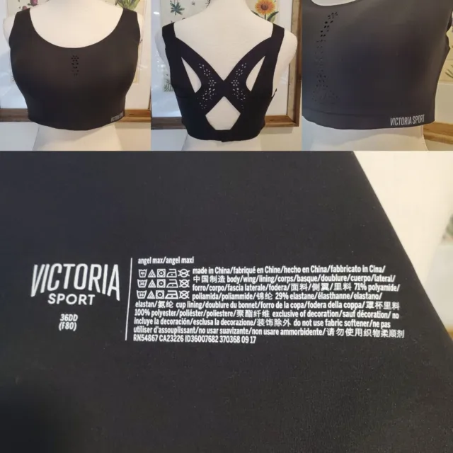 Victoria's Secret Sport Angel Max Black Sports Bra 36DD