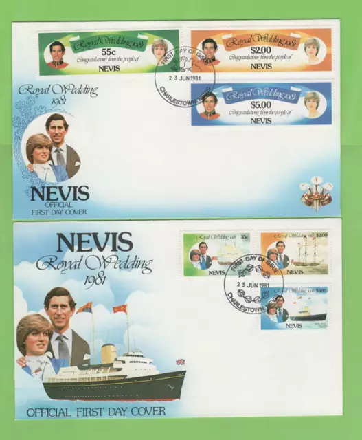 Nevis 1981 Royal Wedding set on two First Day Covers