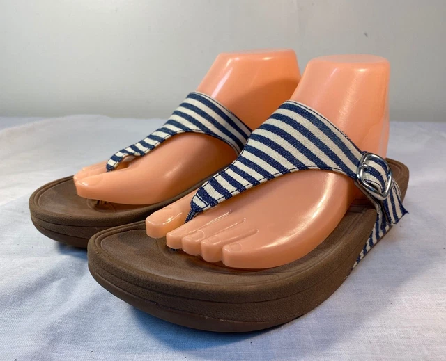 FitFlop The Skinny Flip Flop Thong Sandals Women's Striped Slip On - US 7