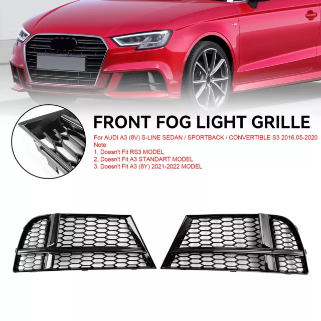 Front Fog Light Cover Bezel Grille Grill Für AUDI A3 8V S-LINE 2017-2019