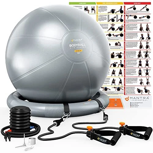 Exercise Ball Chair Yoga Ball Chair With Resistance Bands Pregnancy Ball with...