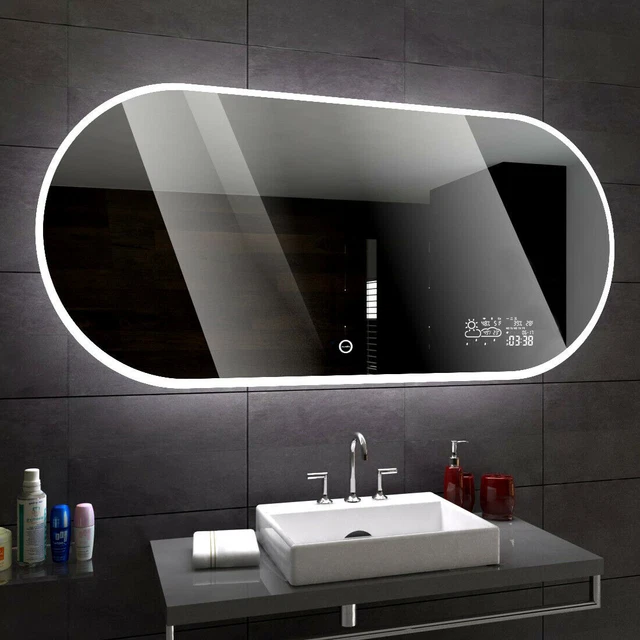 HAMBURG Miroir Salle De Bain Lumineux LED | Interrupteur | Accessoires Miroir