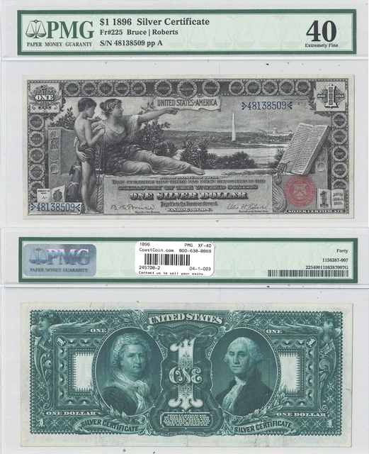 1896 $1 Silver Certificate "Educational Series" Fr 225 PMG Extremely Fine-40