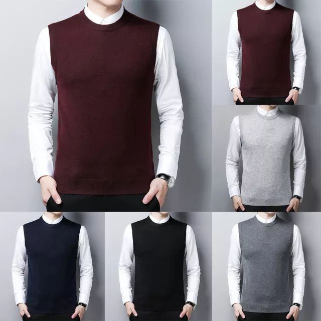 Top Male Pullover Mens O Neck Sleeveless Solid Color Stylish Sweater Vest
