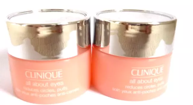 Clinique All About Eyes 10ml NEW Eye Cream Reduces Circles Puffs Unboxed 2x5ml