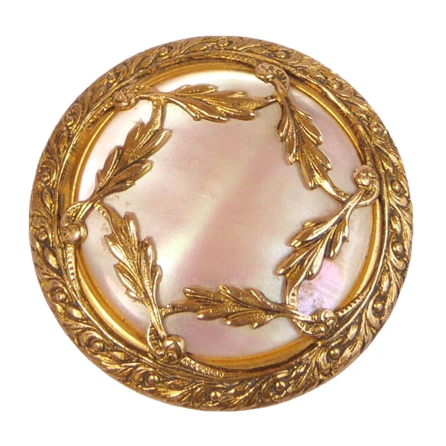 Bouton ancien - Nacre - Métal doré - Fin XIXe/Deb. XXe -37 mm- Shell button