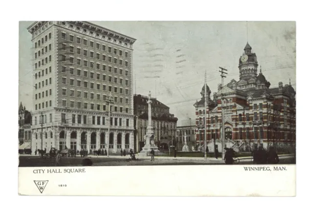 City Hall Square Winnipeg Manitoba - View of the Union Bank of Can- Old Photo