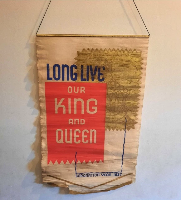 THREE RARE VI 1937 Coronation Long Live The King & Queen Flags