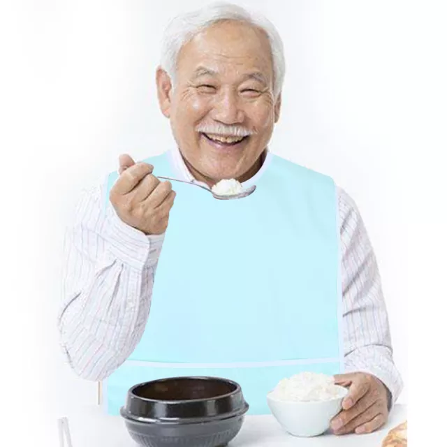(Light Green)Waterproof Adult Elder Mealtime Bib Clothes Clothing Protector ROL