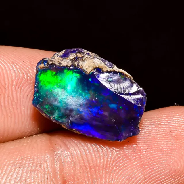 100% Natural Welo Fire Blue Ethiopian Opal Rough Loose Gemstone 16X11X8MM 6 Cts.