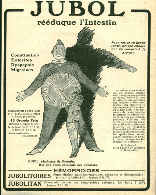 Publicité ancienne Jubol laxatif physiologique 1921 issue de