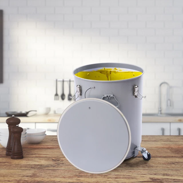 16GALLON FRYER GREASE Bucket Kitchen Oil Disposal Container Caddy w