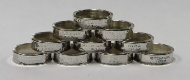 West Virginia  Silver Proof  Us State Quarter Handmade Coin Ring  Size 4 -12