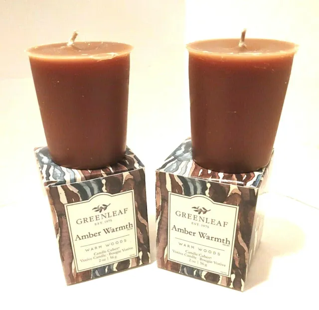 Greenleaf Amber Warmth scented Votives lot 2 candle cube new