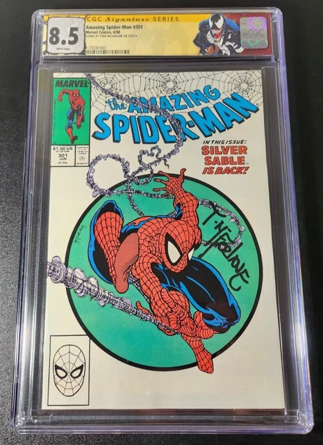 Amazing Spider-Man #301 CGC 8.5 SS Todd McFarlane Venom Custom Label 1988 Signed