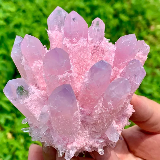 370G New find pink Phantom Quartz Crystal Cluster Mineral Specimen Healin