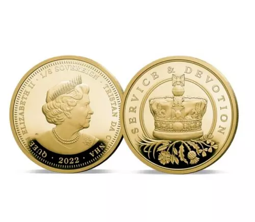 The Queen Elizabeth II Tribute 22ct Solid Gold One Eighth Sovereign 1/8th Coin