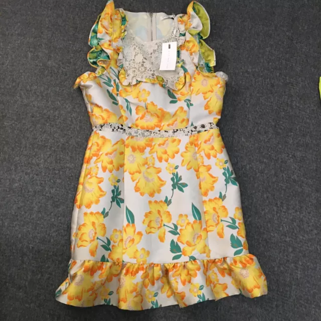 Anthropologie Womens Dress Large Endless Rose Yellow Floral Sleeveless NWT