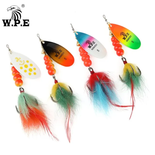 Spinner Lure 15g/22g 1pcs Hard Bait Spoon Lure Feather Treble Hook Fishing Lure
