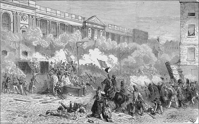 PRISE du LOUVRE et des TUILERIES sous RÉVOLUTION de 1830 - Gravure 19e siècle