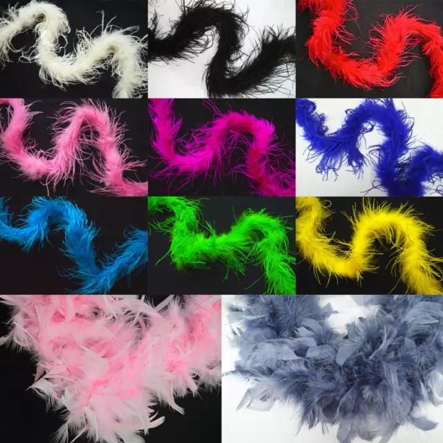 (Yc) Ostrich/Fluff/Rooster Feather Show Boa Trim Fringe 2 yards(1.8 meters)Long