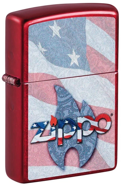 Zippo 49781 , Americana Flag Design, Candy Apple Red Finish Lighter