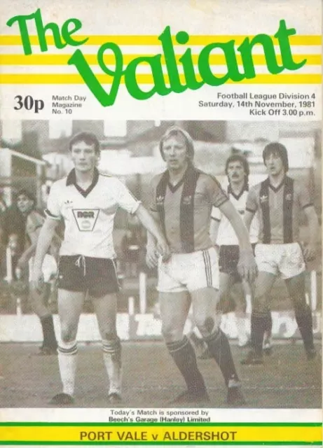 Port Vale V Aldershot 81/82.