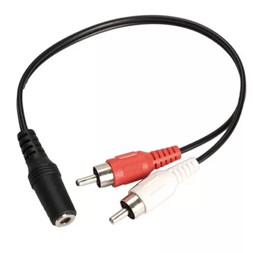 3.5mm Stereo Female To 2 Male RCA Jack Adapter Aux Audio Y Cable Splitter AU