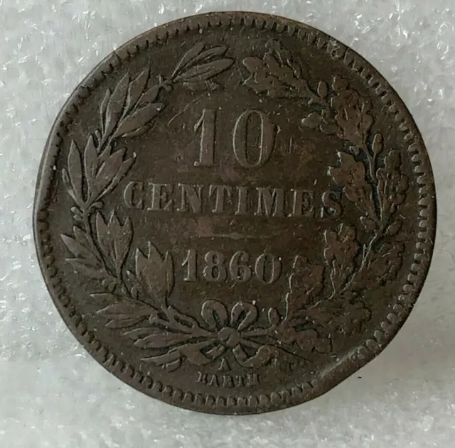 1860 Luxemburg 10 Centimes Coin 30 mm