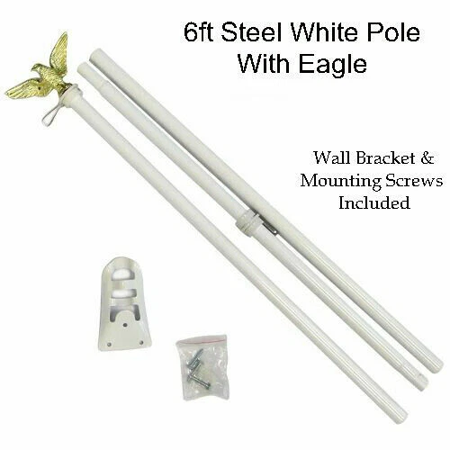 6FT FLAG POLES for outside House with Eagle Topper, Tangle Free Flag