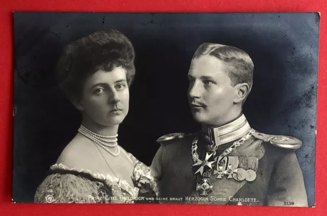 Foto AK Adel 1905 Prinz Eitel Friedrich und seine Braut Herzogin Sophie  ( 71824