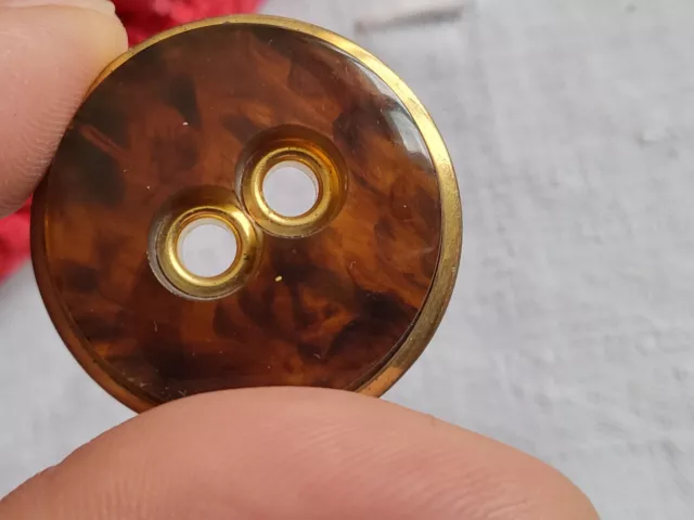 Collection gros bouton ancien ancien doré metal ombragé épais  3,1 cm D11P