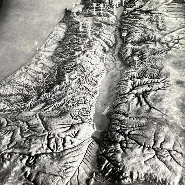 ANTIQUE 1918 HAND Drawn Relief Map Israel Palestine Stereoview Photo