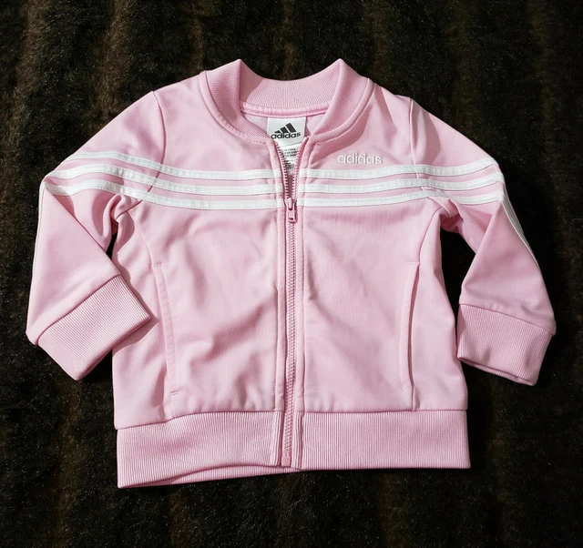 Adidas Girls Youth Size 12M Purple White Full Zip Long Sleeve Track Jacket