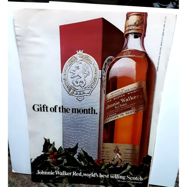 1968 Johnny Walker Red Scotch Vintage Print Ad 60s Original