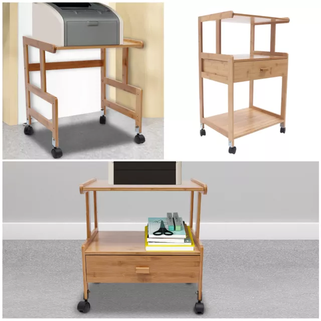 Korfile Printer Stand With Storage, Small Rolling Printer Table For