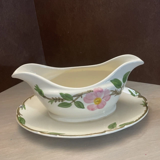 Franciscan Desert Rose Gravy Boat Attached Underplate Gladding McBean CA Old VTG