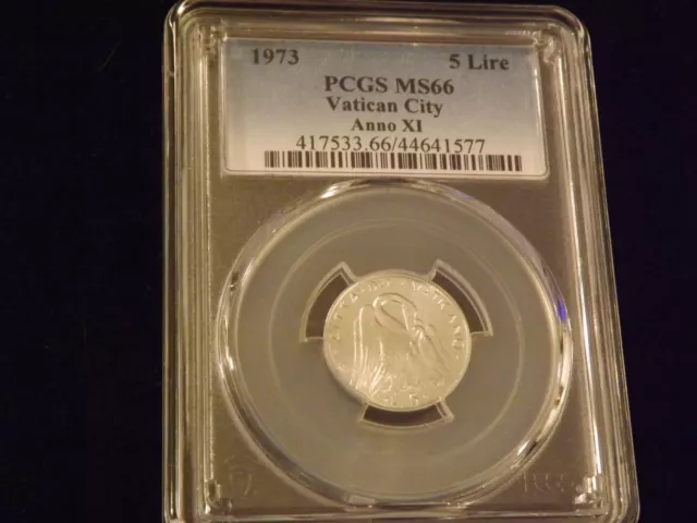 1973  5 Lire     VATICAN CITY     PCGS MS 66