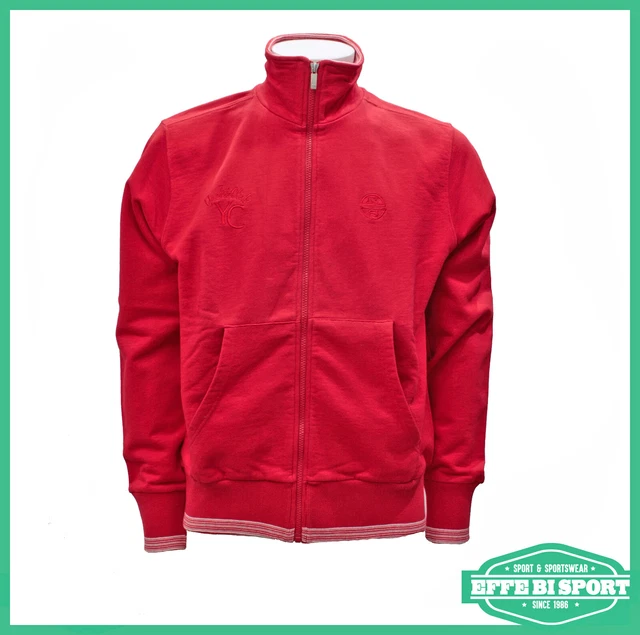 Felpa uomo zip North Sails maglia ragazzo cotone manica lunga e tasche rossa L